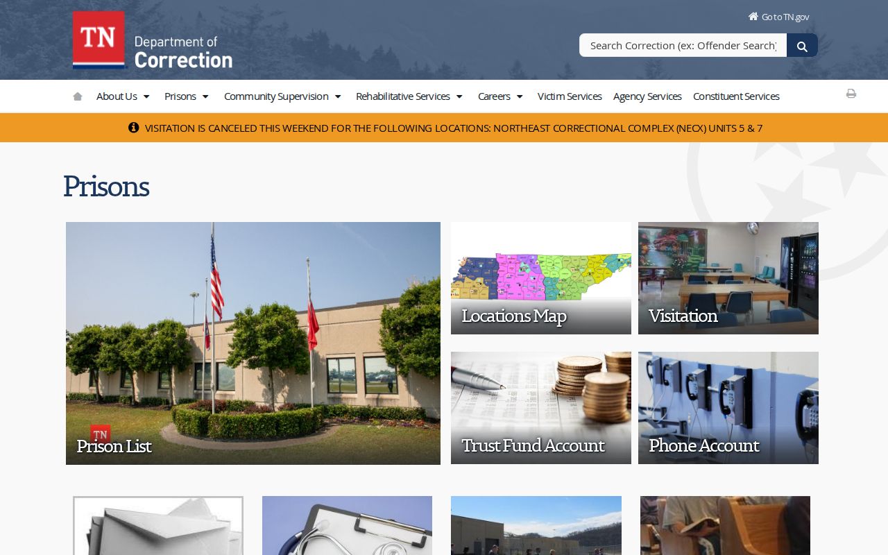 TDOC prison directory for Greene County projected release date searches