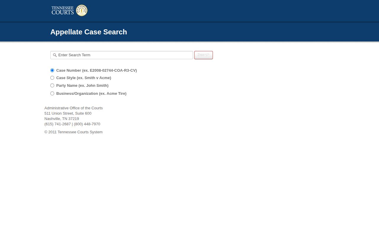 Tennessee appellate Public Case History portal
